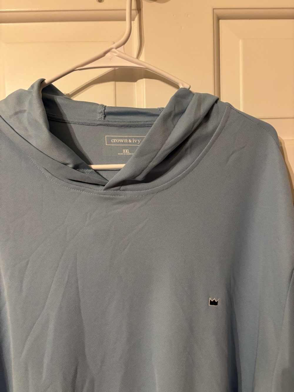 crown & ivy Pale Blue Hooded Tee with Crown Emblem